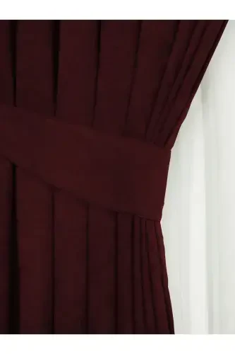 Burgundy Honeycomb Velvet Textured Curtain Plain Stitched Extrafor Gathering 1st Class Quality-Light Burgundy - 3