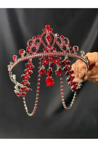 Burgundy Hurrem Bride Henna Crown - Burgundy 