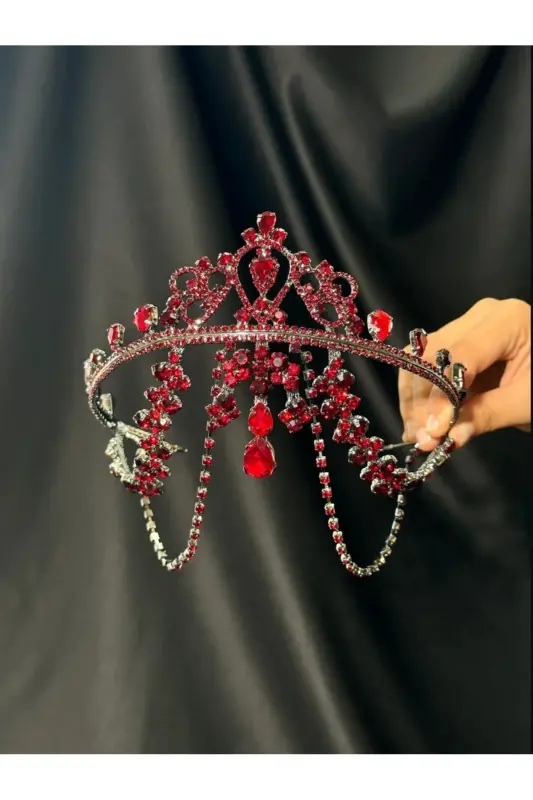 Burgundy Hurrem Bride Henna Crown - Burgundy - 2