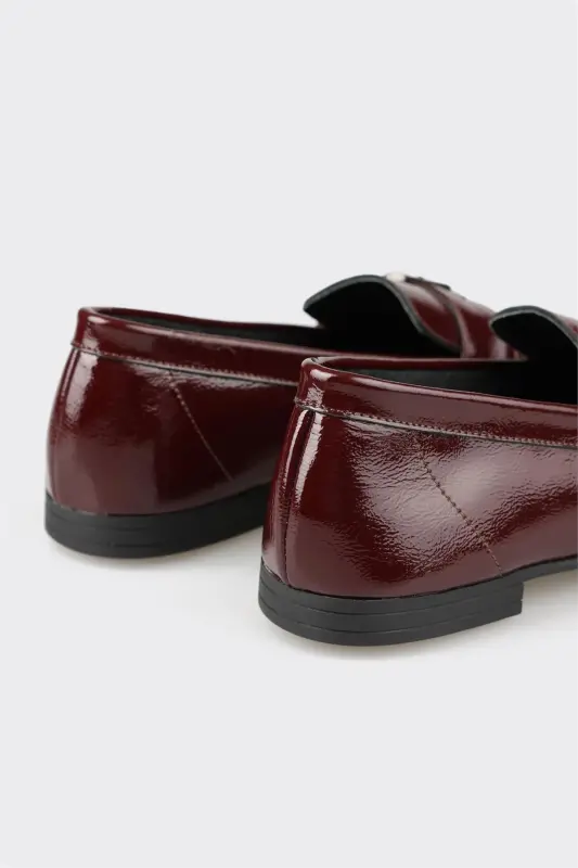 Burgundy Leather Women's Casual Shoes - 5