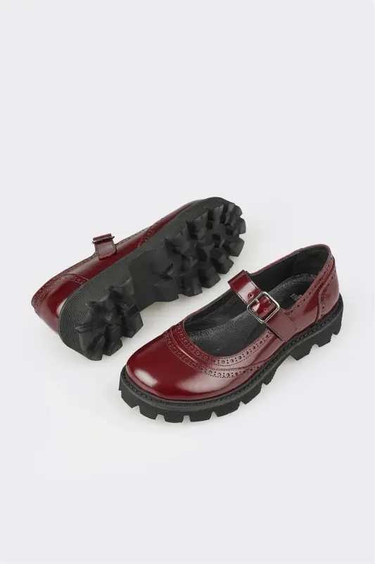 Burgundy Leather Women's Casual Shoes-Burgundy - 3