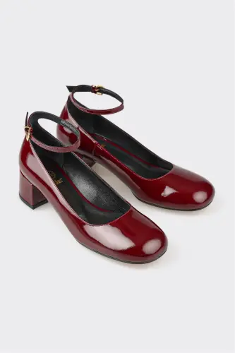 Burgundy Leather Women's High Heels - ELLE SHOES (1)