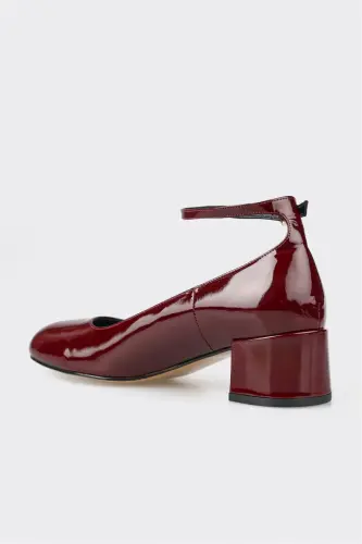 Burgundy Leather Women's High Heels - 3