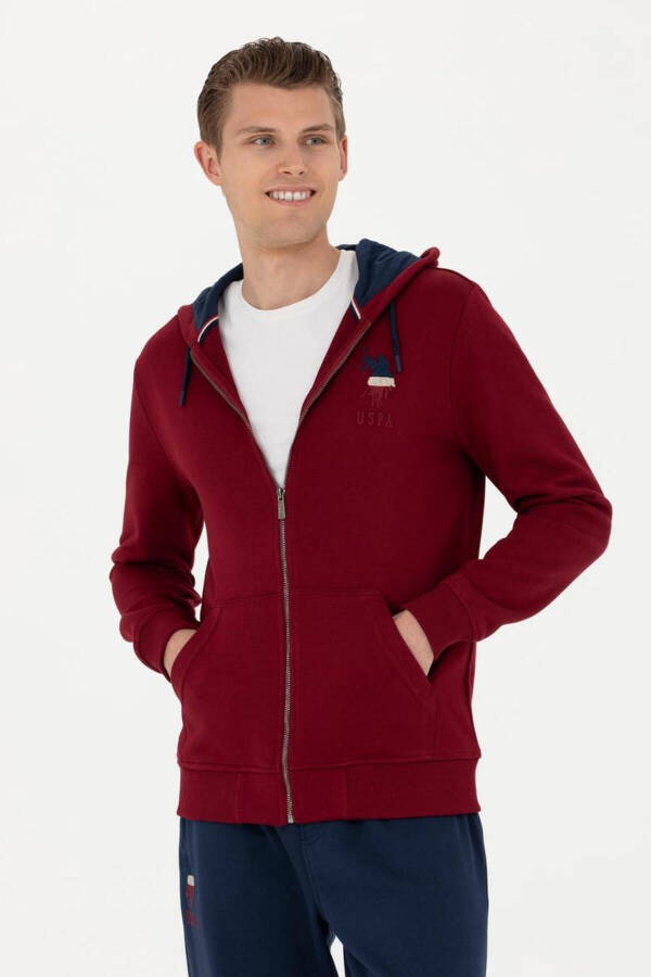 Burgundy men's cardigan - 1