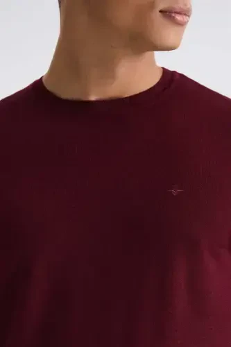 Burgundy Regular Fit Crew Neck Tricot Sweater - 3