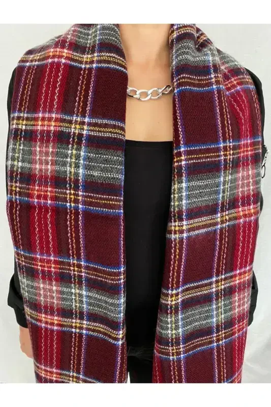 Burgundy Scottish Scarf - Burgundy - 6