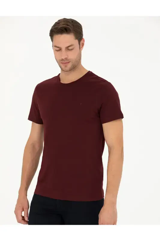 Burgundy Slim Fit Basic T-Shirt 50289335-VR014-142334 - 3