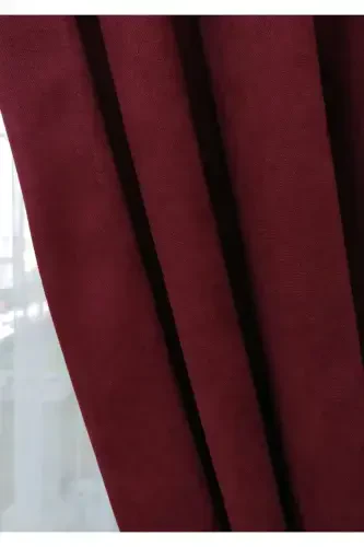 Burgundy Solid Color Backdrop Curtain, Plain Sewing Without Pleats, Extraphore Gather, Single Panel-Burgundy - 1