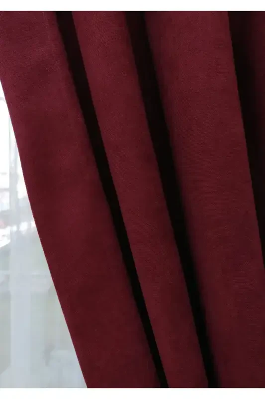 Burgundy Solid Color Backdrop Curtain, Plain Sewing Without Pleats, Extraphore Gather, Single Panel-Burgundy - 1