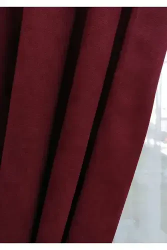 Burgundy Solid Color Backdrop Curtain, Plain Sewing Without Pleats, Extraphore Gather, Single Panel-Burgundy - 6