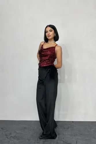 Burgundy Tank Top Cowl Neck - BÜYÜKBEDENIZ (1)