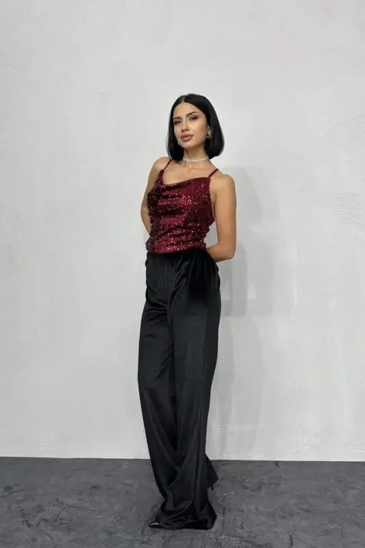 Burgundy Tank Top Cowl Neck - 2