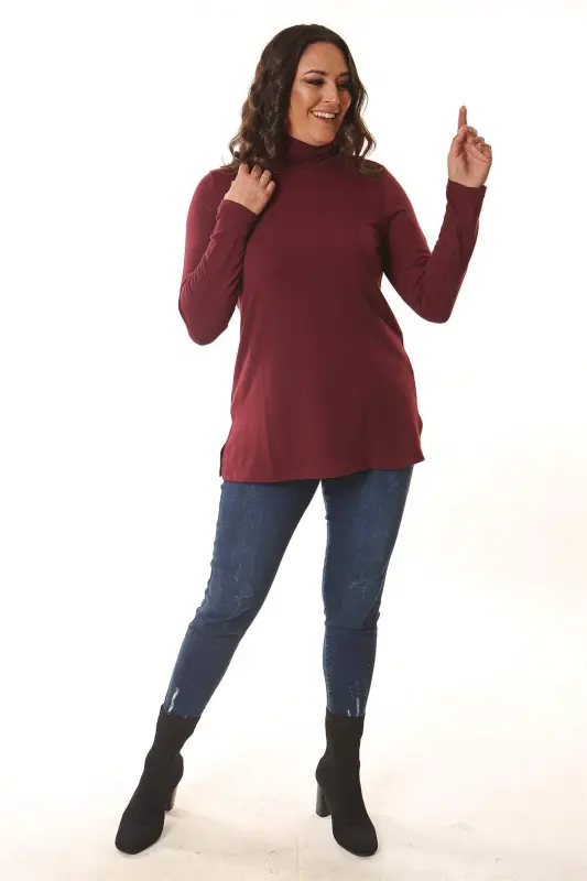 Burgundy Turtleneck Knitwear - 3