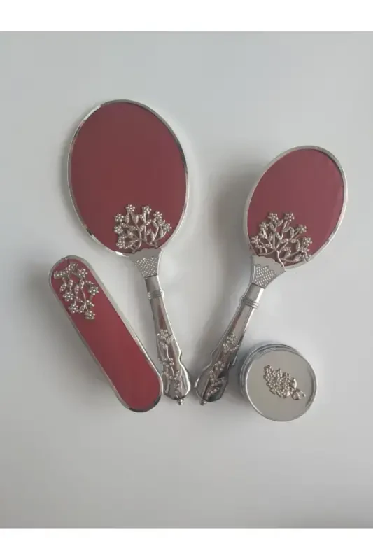 Burgundy Wedding Trunk Mirror Comb Set Team / Dowry-Burgundy - 2