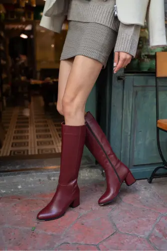 Burgundy Women's Boot-Burgundy - 5