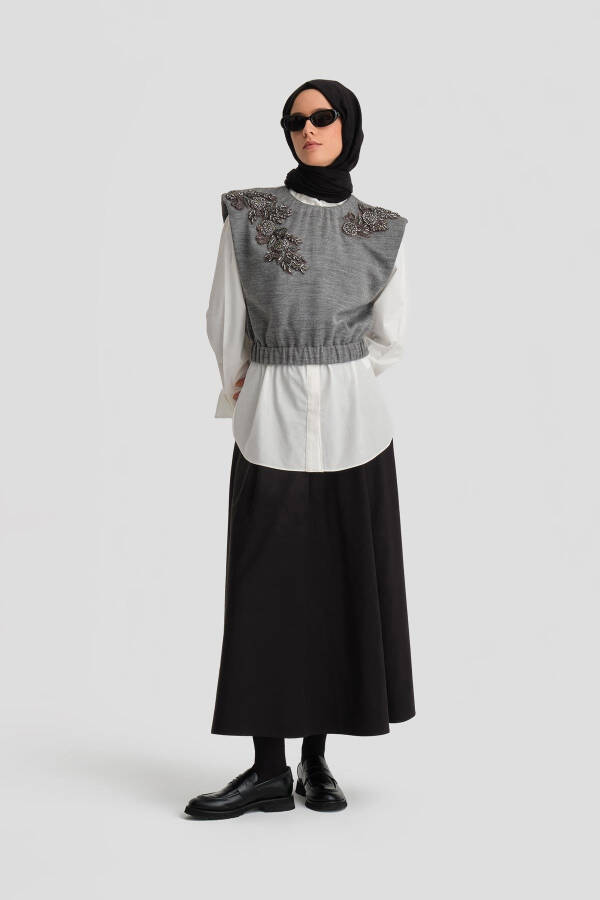 Burmali paxta yubka, Qora (24K1705) - 2