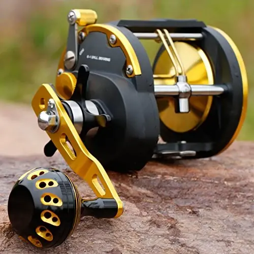 Burning Shark Trolling Reel Saltwater Level Wind Reels, Drag Reels Boat Fishing Ocean Fishing for Sea Bass Grouper Salmon - 5