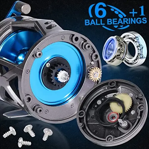 Burning Shark Trolling Reel Saltwater Level Wind Reels, Drag Reels Boat Fishing Ocean Fishing for Sea Bass Grouper Salmon - 5