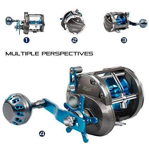 Burning Shark Trolling Reel Saltwater Level Wind Reels, Drag Reels Boat Fishing Ocean Fishing for Sea Bass Grouper Salmon - 2