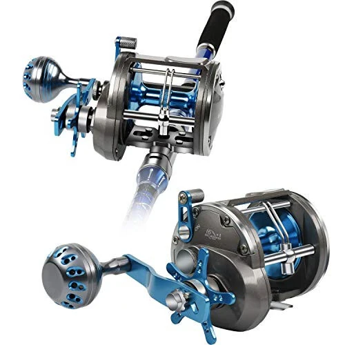 Burning Shark Trolling Reel Saltwater Level Wind Reels, Drag Reels Boat Fishing Ocean Fishing for Sea Bass Grouper Salmon - 5