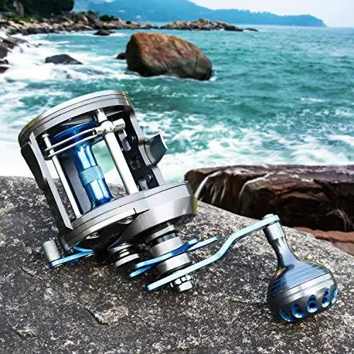Burning Shark Trolling Reel Saltwater Level Wind Reels, Drag Reels Boat Fishing Ocean Fishing for Sea Bass Grouper Salmon - 6