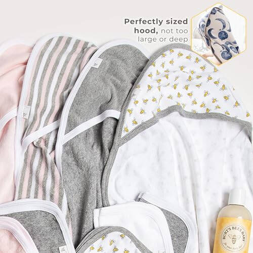 Burts Bees Baby Infant Hooded Towels Hello Moon! Organic Cotton, Unisex Bath Essentials and Newborn Necessities, Soft Nursery Towel with Hood Set, 2-Pack Size 29 x 29 Inch - 2