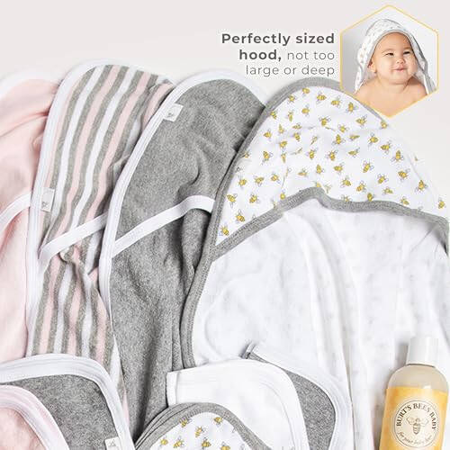 Burts Bees Baby Infant Hooded Towels Honey Bee Organic Cotton, Unisex Banyo Gereçleri va Yangi Tug'ilganlar uchun Zaruriy Narsalar, Kaputli Yumshoq Bolalar Havlu Seti, 2-Paket Hajmi 29 x 29 dyuym - 4