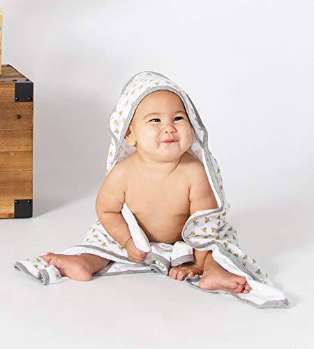 Burts Bees Baby Infant Hooded Towels Honey Bee Organic Cotton, Unisex Banyo Gereçleri va Yangi Tug'ilganlar uchun Zaruriy Narsalar, Kaputli Yumshoq Bolalar Havlu Seti, 2-Paket Hajmi 29 x 29 dyuym - 11