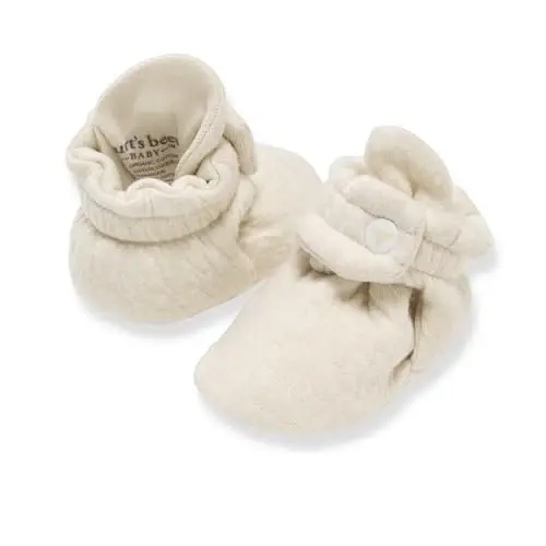 Burt's Bees Baby Unisex Booties Organic Cotton Newborn Essentials Shoes for Infants - 1