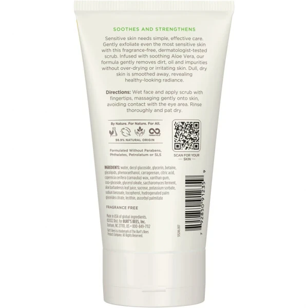 Burt's Bees Gentle Face Scrub with Aloe for Sensitive Skin, 98.9% Natural Origin, 4 Fluid Ounces - 6