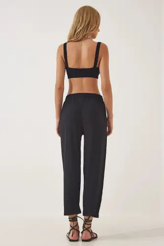 Bürümcük Kimono Pantolon Takım-Siyah - 3