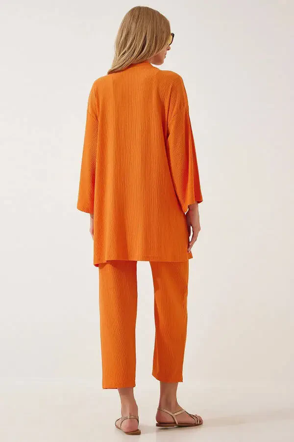Bürümcük Kimono Shim Pantolon To'plami - Apelsin - 2