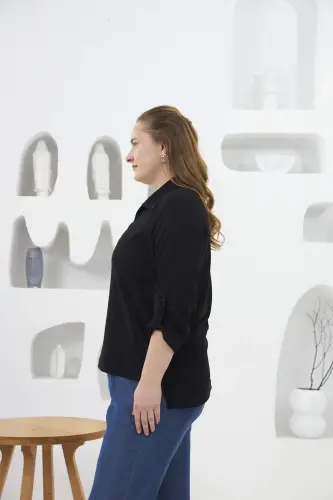 Bürümcük Mato Katta Hajmli Qora Bluzka - 2