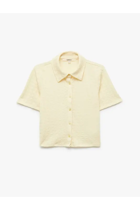 Bürümcük Kumaş Düğmeli Slim Fit Kısa Kollu Gömlek - 3