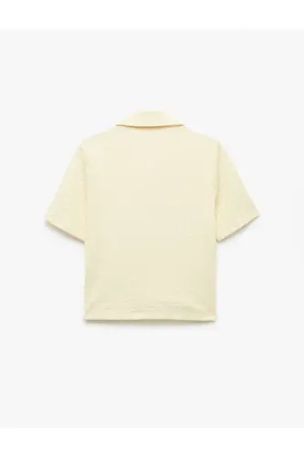 Bürümcük Kumaş Düğmeli Slim Fit Kısa Kollu Gömlek - 4