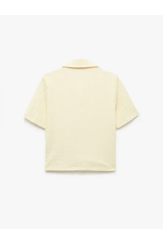 Bürümcük Kumaş Düğmeli Slim Fit Kısa Kollu Gömlek - 4