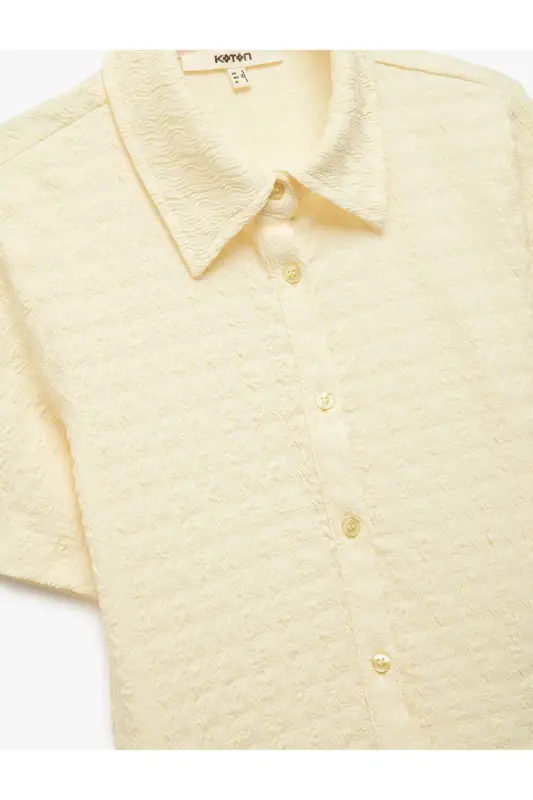 Bürümcük Kumaş Düğmeli Slim Fit Kısa Kollu Gömlek - 5