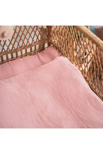 Bürümcük Müslin Bebek Nevresim Takımı 70x110 Cm %100 Organik Pamuk 15 Cm Yatak Yüksekliği (PUDRA)-Toz Pembe - 3