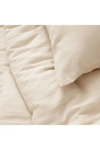 Bürümcük Müslin Bebek Nevresim Takımı 70x110 Cm %100 Organik Pamuk 15 Cm Yatak Yüksekliği(CAPPUCİNO)-Cappucino - 1
