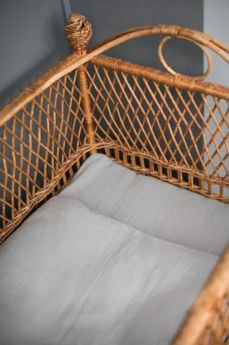 Bürümcük Muslin Chaqaloq Ko'rpa-To'shak Jildlari Komplekti 70x110 Sm 100% Organik Paxta 15 Sm Matras Balandligi(DOVE GRAY)-Kulrang 