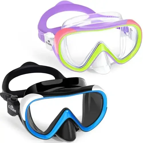 Freela Kids Swimming Goggles for 4-16 with Nose Cover, Anti-Fog No Leakage Swim Mask 180° Clear Vision Beach Pool Goggles - 1