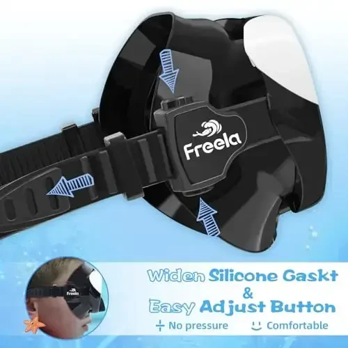 Freela Kids Swimming Goggles for 4-16 with Nose Cover, Anti-Fog No Leakage Swim Mask 180° Clear Vision Beach Pool Goggles - 6