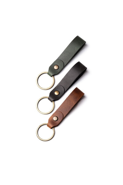 Bushes Genuine Leather Keyring, Three-Piece Set Assorted Colored Leather Keyring - 7