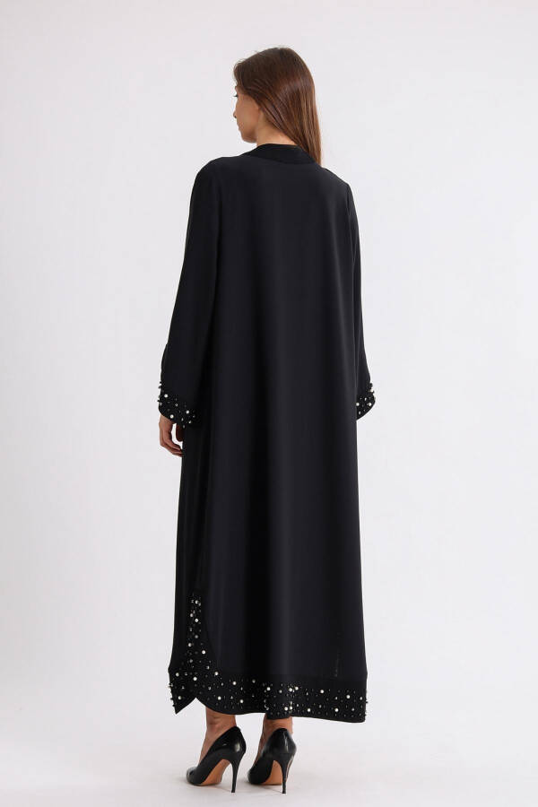 Buson Abaya Jacket with Beaded Sleeves and Hem - 12