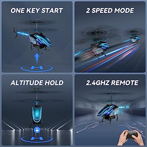 BUSSGO RC Helicopter, Remote Control Helicopter for Kids with 30Mins Flight(2 Batteries), 7+1 LED Light Modes, Altitude Hold, RC Toys for Boys Girls - 3