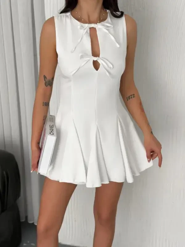 Bustier Sleeveless Mini Dress - White - 1