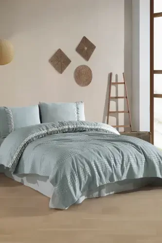 Butik Çift Kişilik Püsküllü Pike Takımı Bohamline-Mint - 2