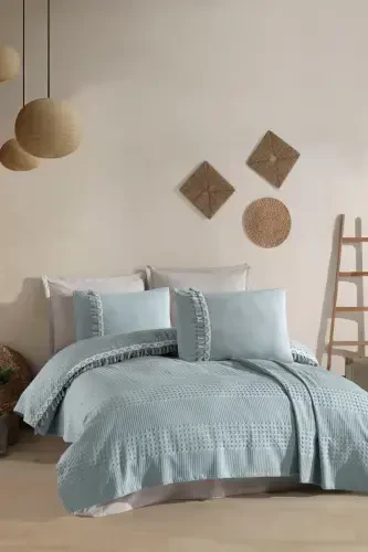 Butik Çift Kişilik Püsküllü Pike Takımı Bohamline-Mint - 3