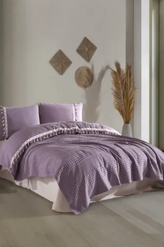 Butik Ikkita kishilik ponponli pike to'plami Bohamline-Lila - CLASY (1)