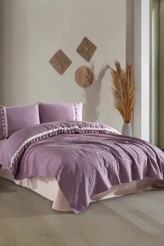 Butik Ikkita kishilik ponponli pike to'plami Bohamline-Lila - 4